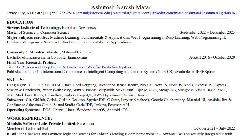 Ashutosh's Resume